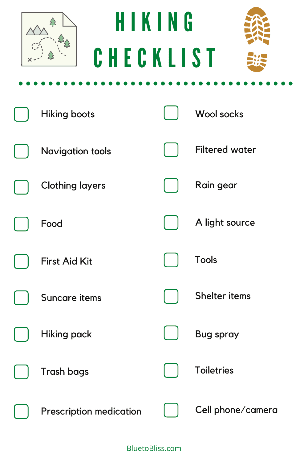 hiking road trip checklist